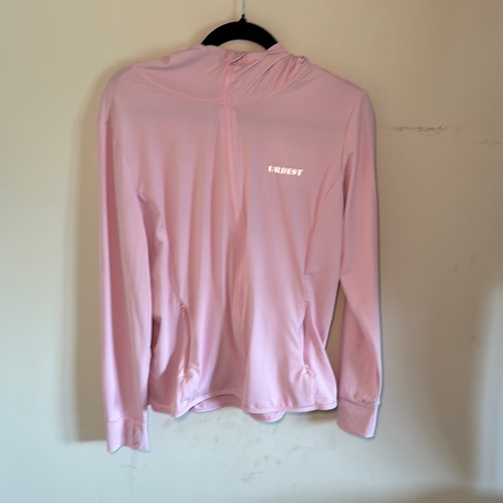 Pink Fitted Long Sleeve Polo Sweatshirt